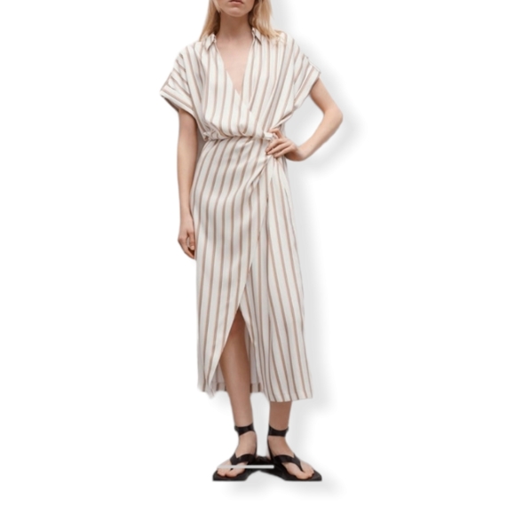 Zara striped draped midi dress - Picture 7 of 9